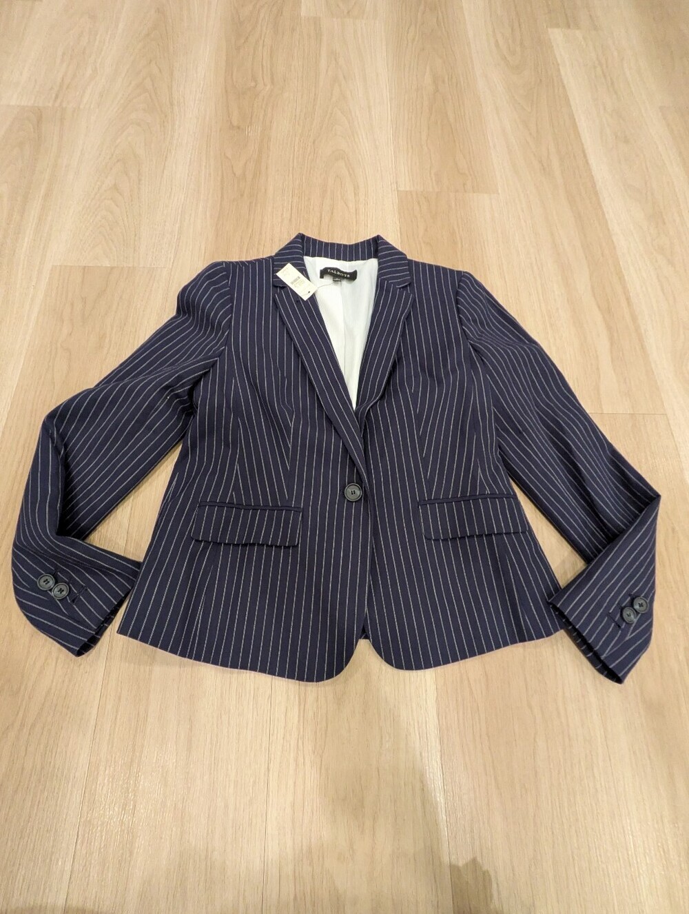 Talbots Blue Pinstriped Navy Structured Blazer NWT Size 2